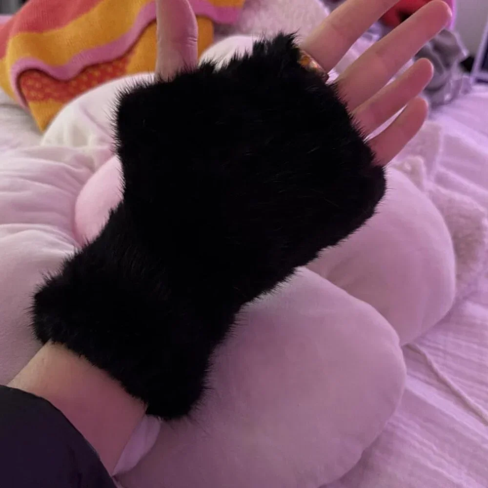Winter Mittens Knitted Mink Fur Gloves